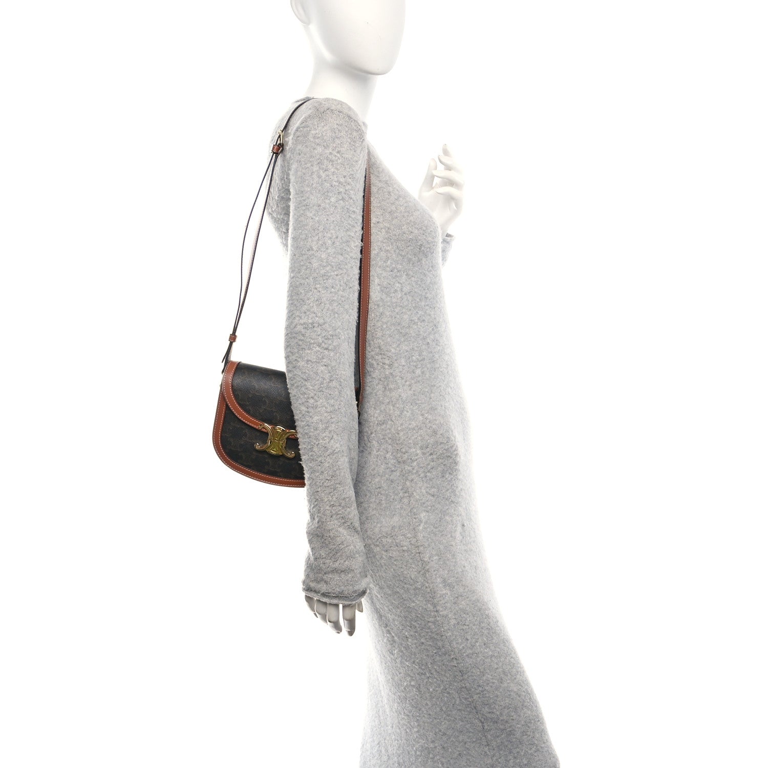 Celine Canvas Calfskin Triomphe Teen Besace Tan 2 of 9