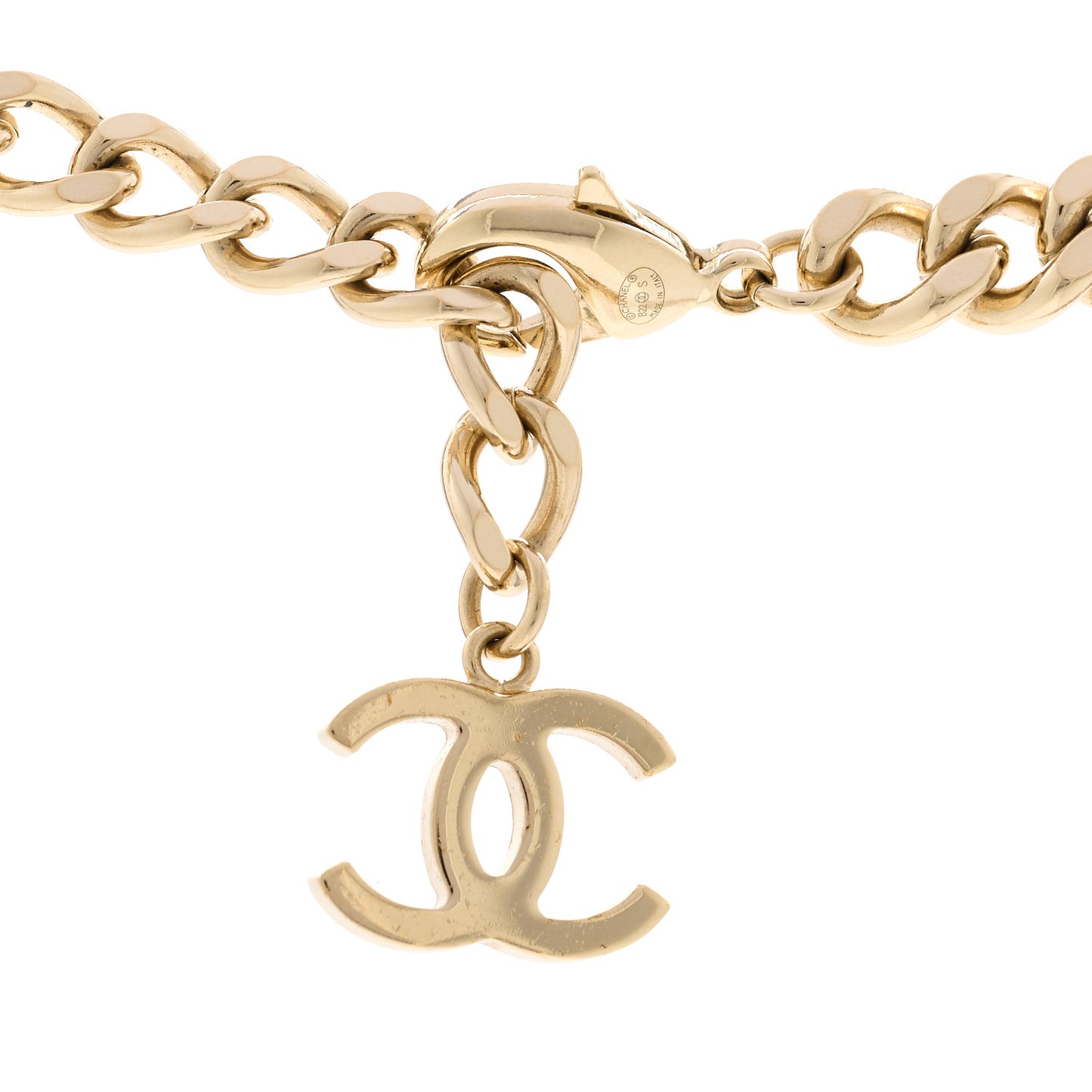Metal Enamel Chain CC Choker Gold Black