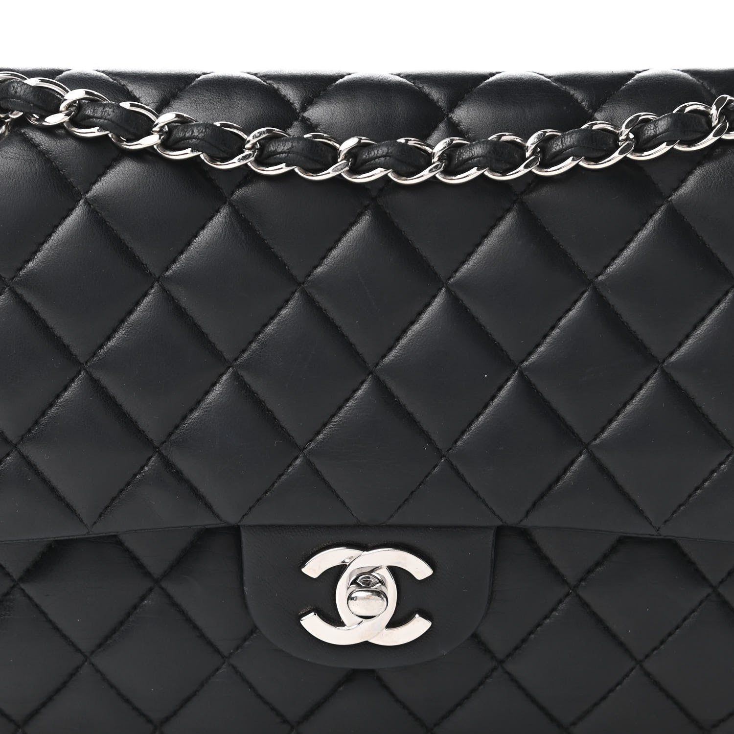 Chanel Lambskin Quilted Medium Double Flap Black 10 of 10