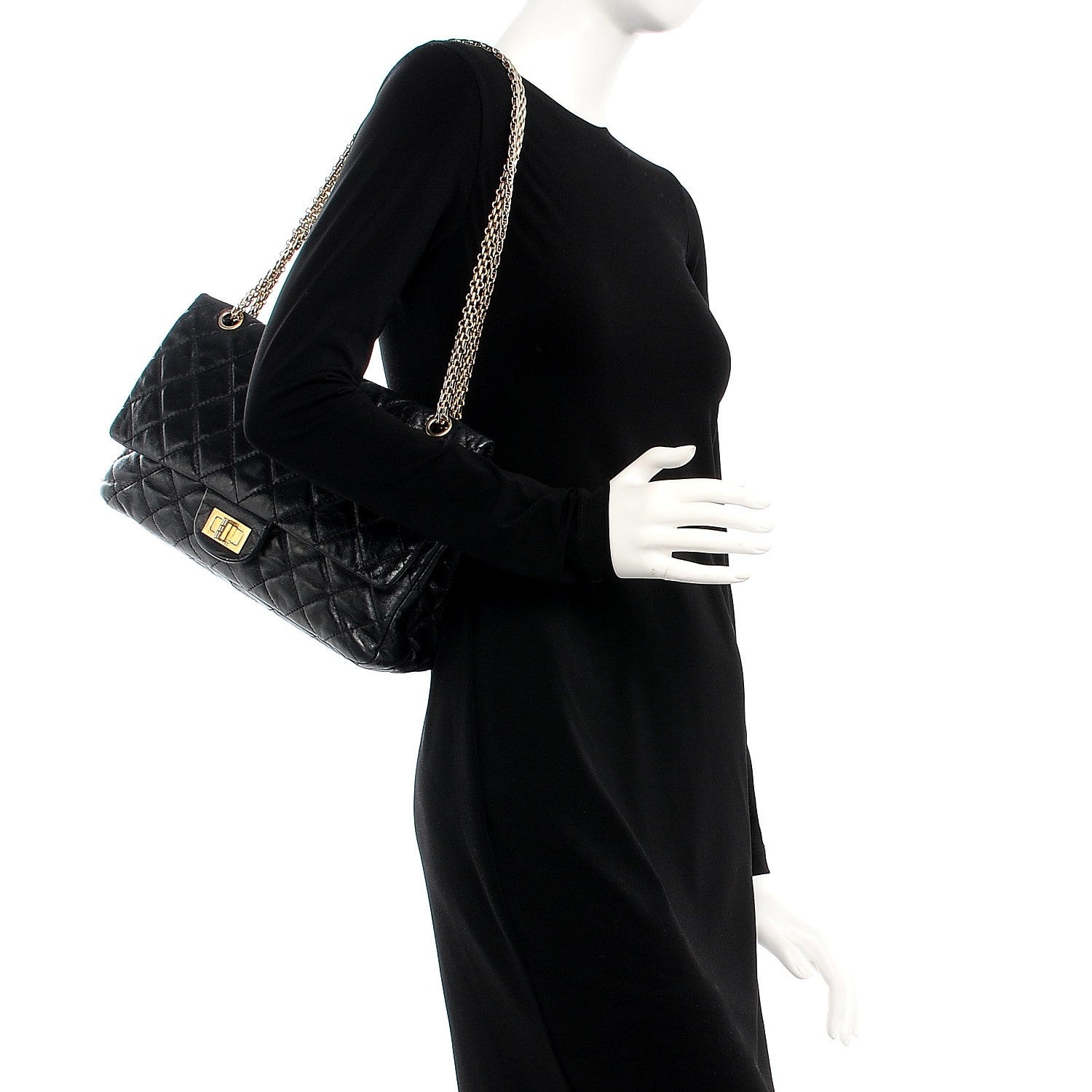 Chanel Glazed Calfskin 2.55 Reissue 227 Flap Black 2 of 7