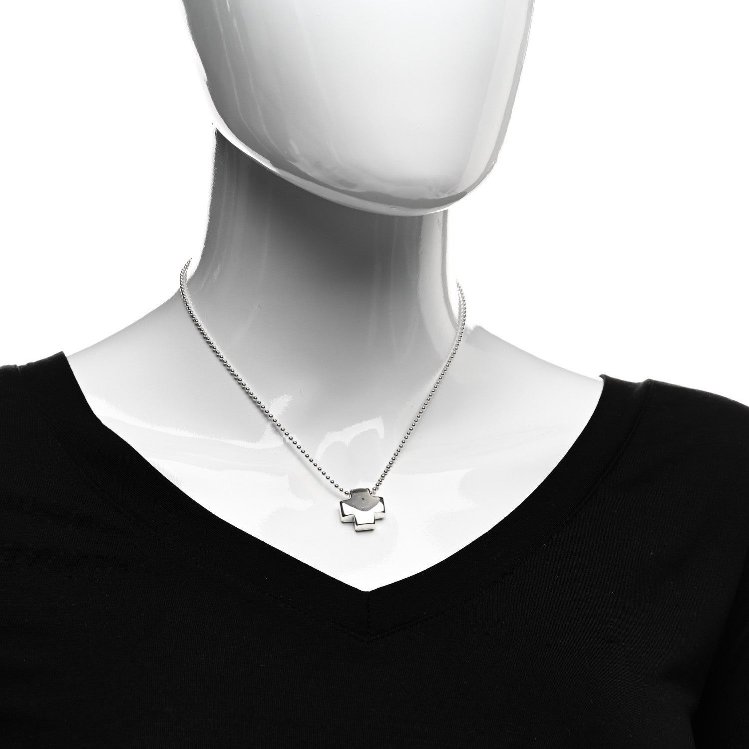 Tiffany Sterling Silver Square Cross Pendant Necklace 2 of 4