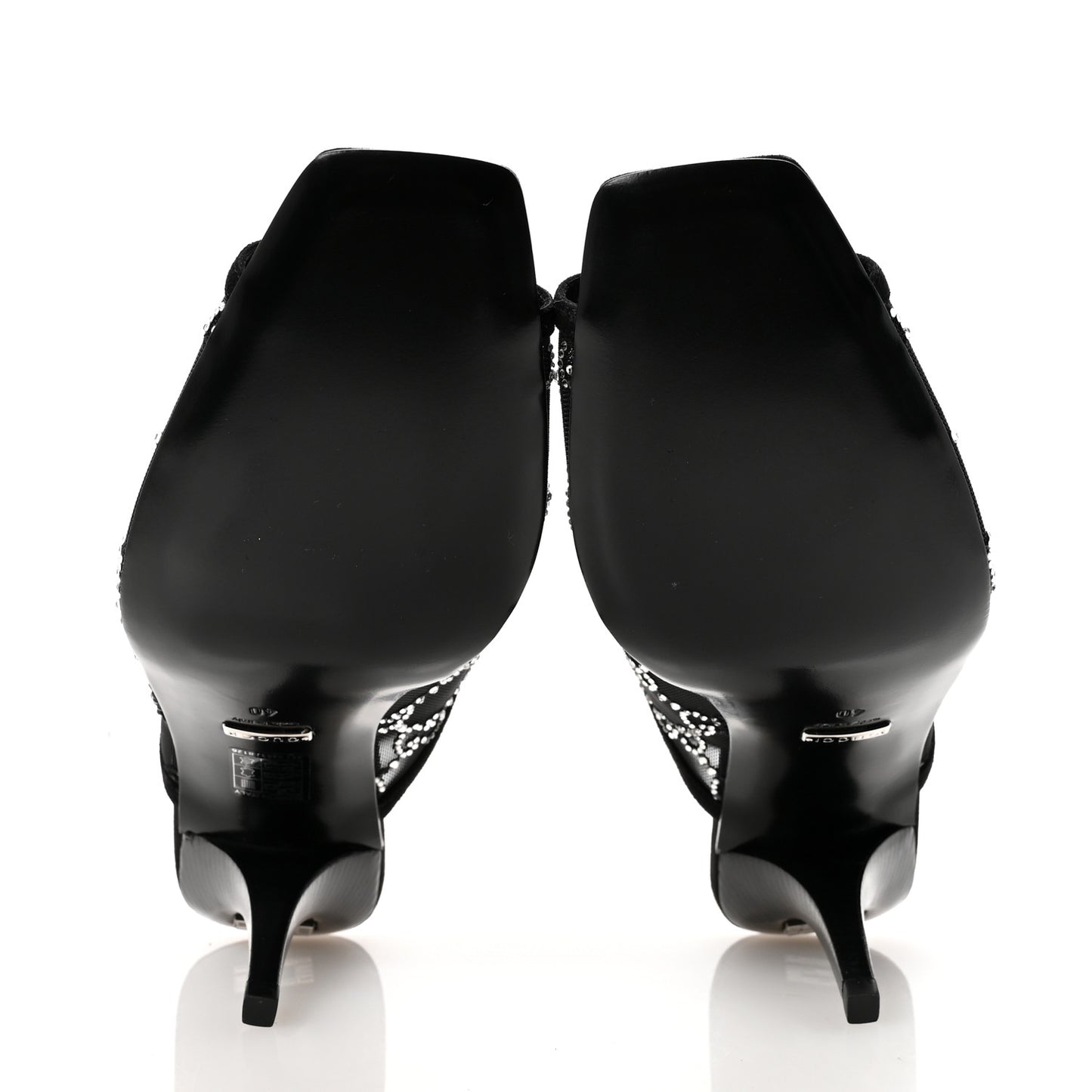 Tela Retino Kid Scamosciato Crystal GG Monogram Square G 95mm Slide Sandals 40 Black