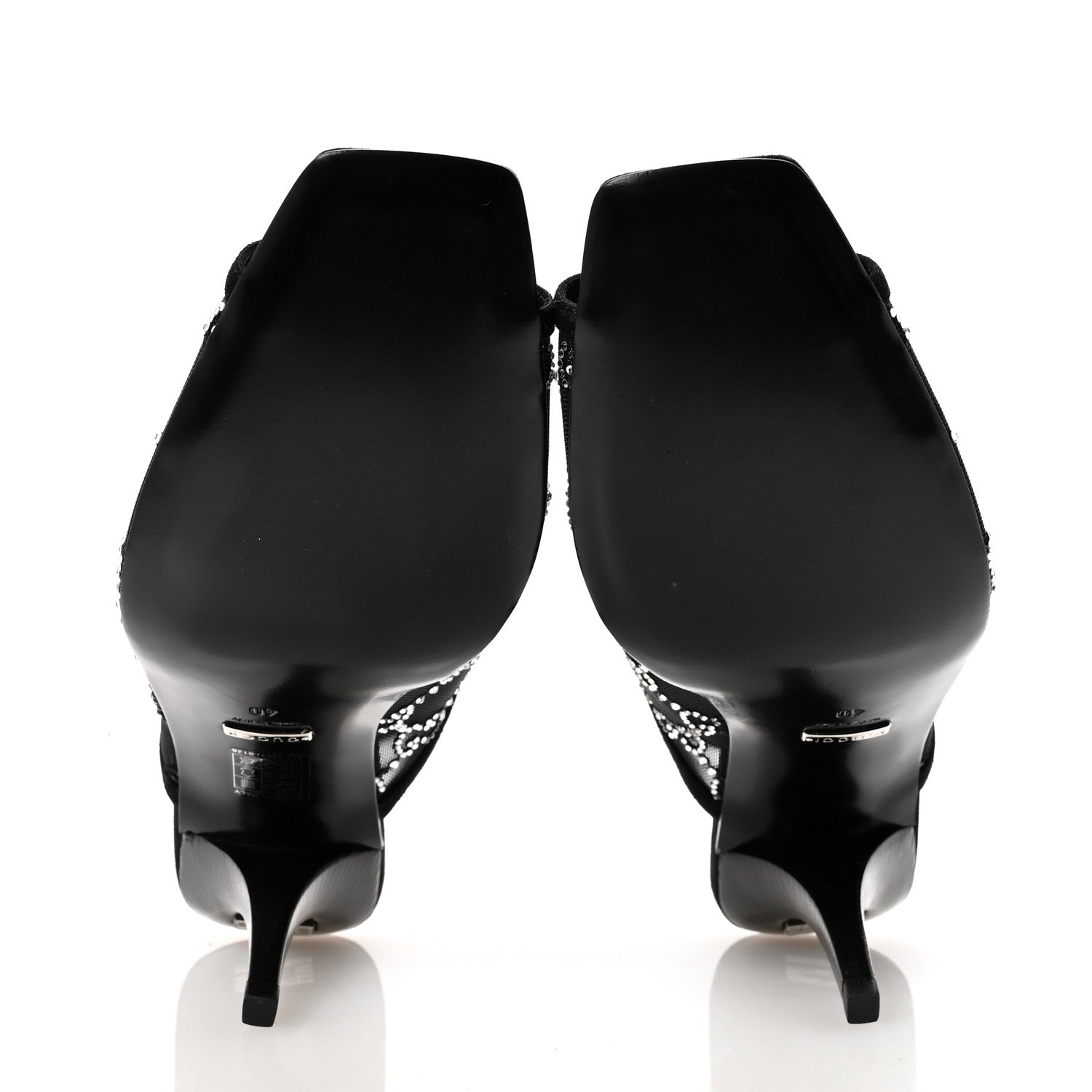 Gucci Tela Retino Kid Scamosciato Crystal GG Monogram Square G 95mm Slide Sandals 40 Black 6 of 9