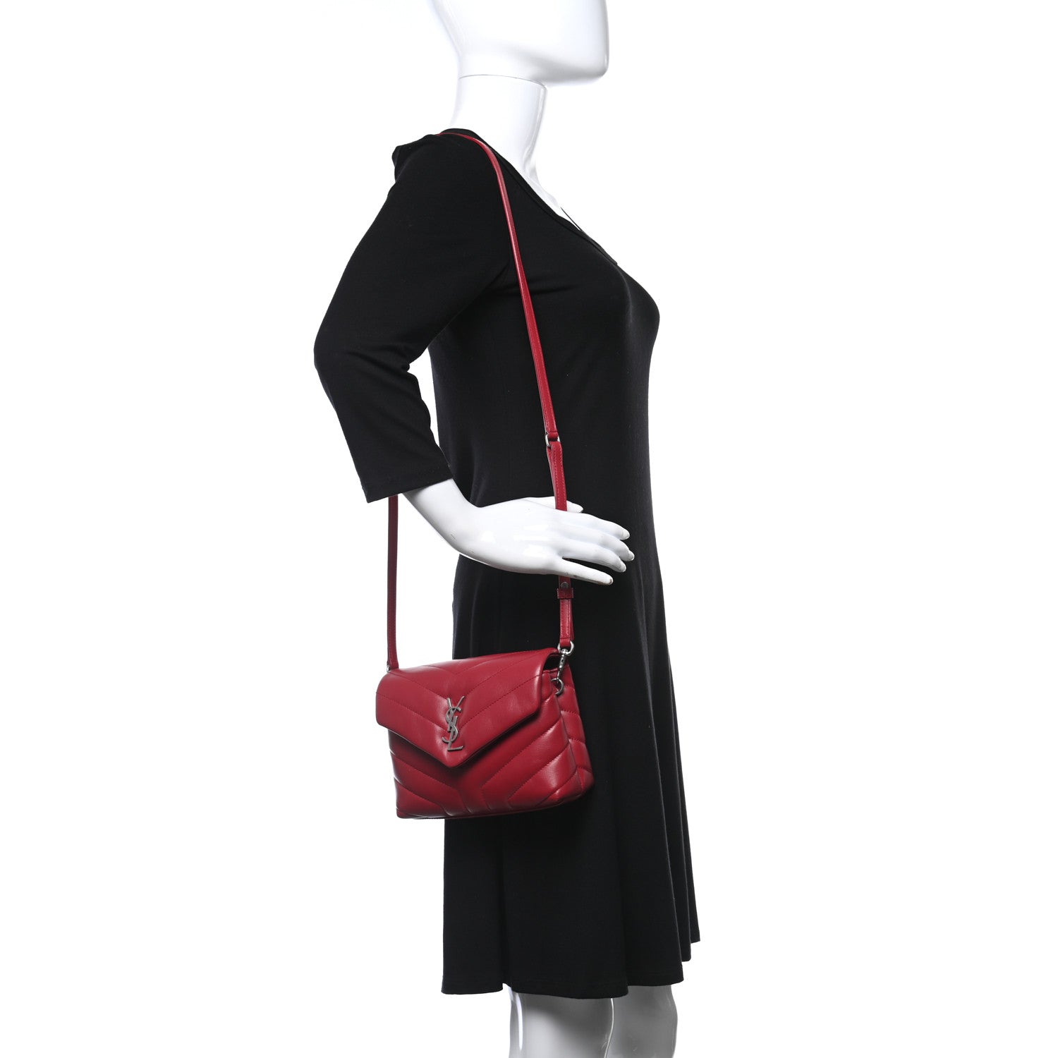 Saint Laurent Calfskin Y Quilted Monogram Toy Loulou Crossbody Bag New Lipstick 2 of 12