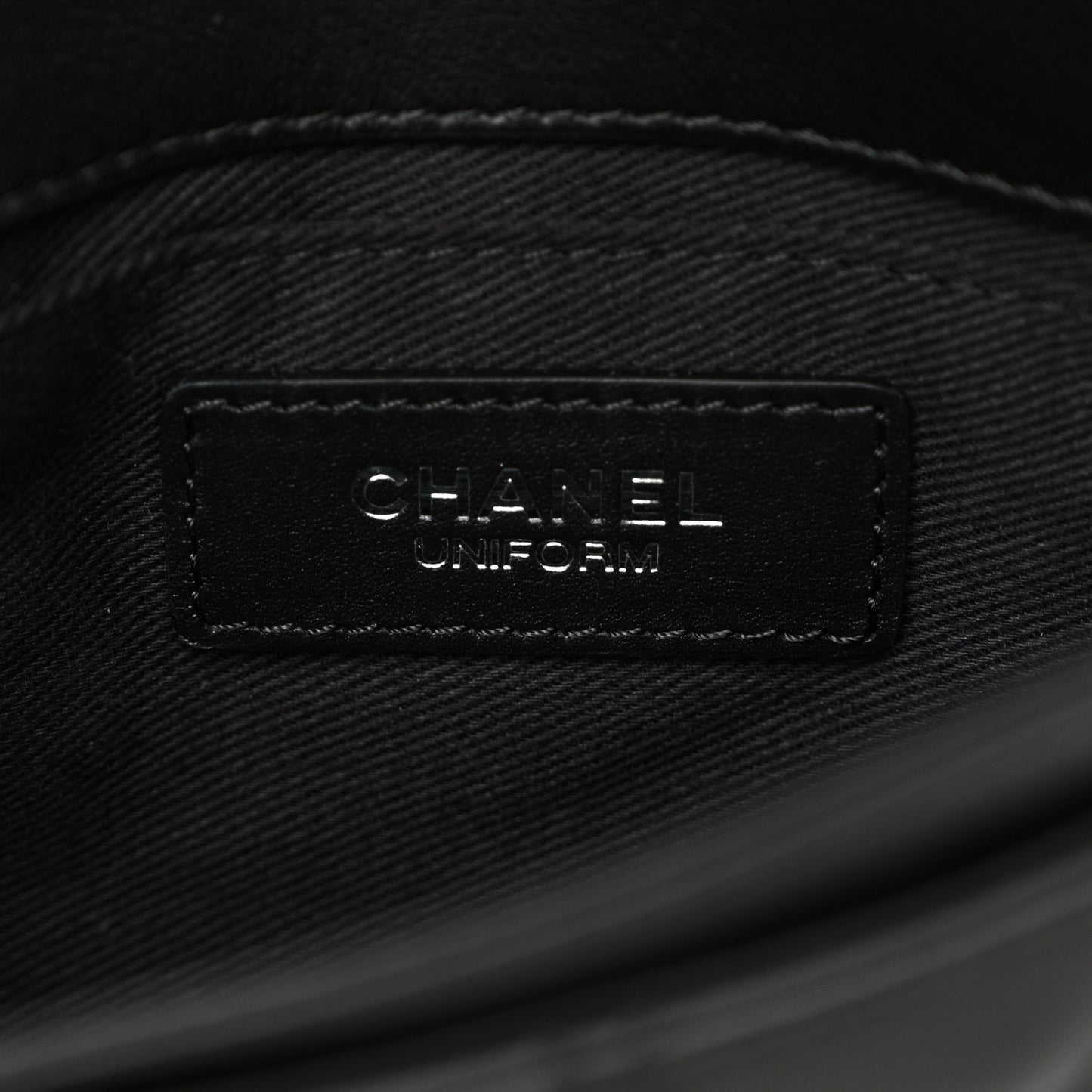 Calfskin Quilted CC Uniform Flap Belt Bag Black