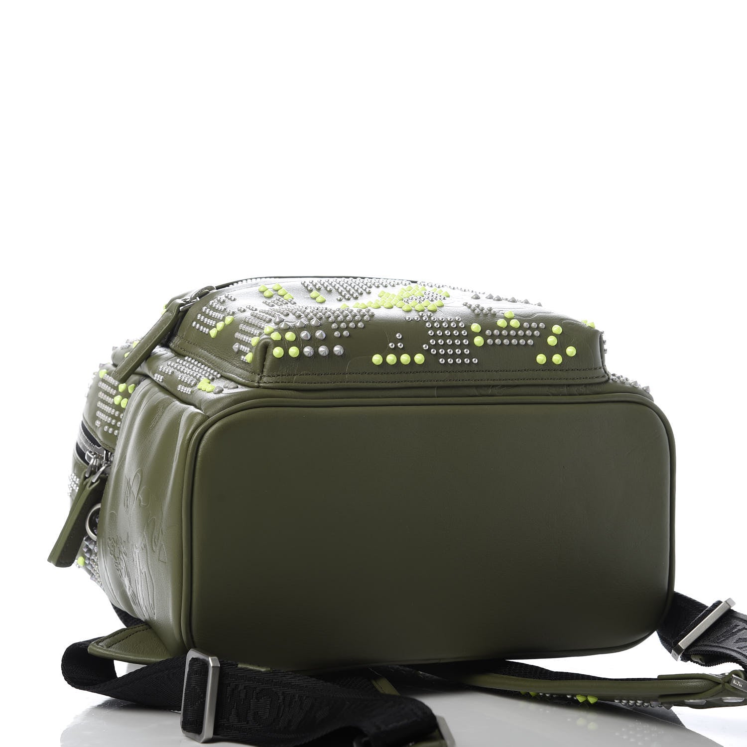 MCM Smooth Calfskin Studded Small Lion Camo Stark Backpack Winter Moss 3 of 8