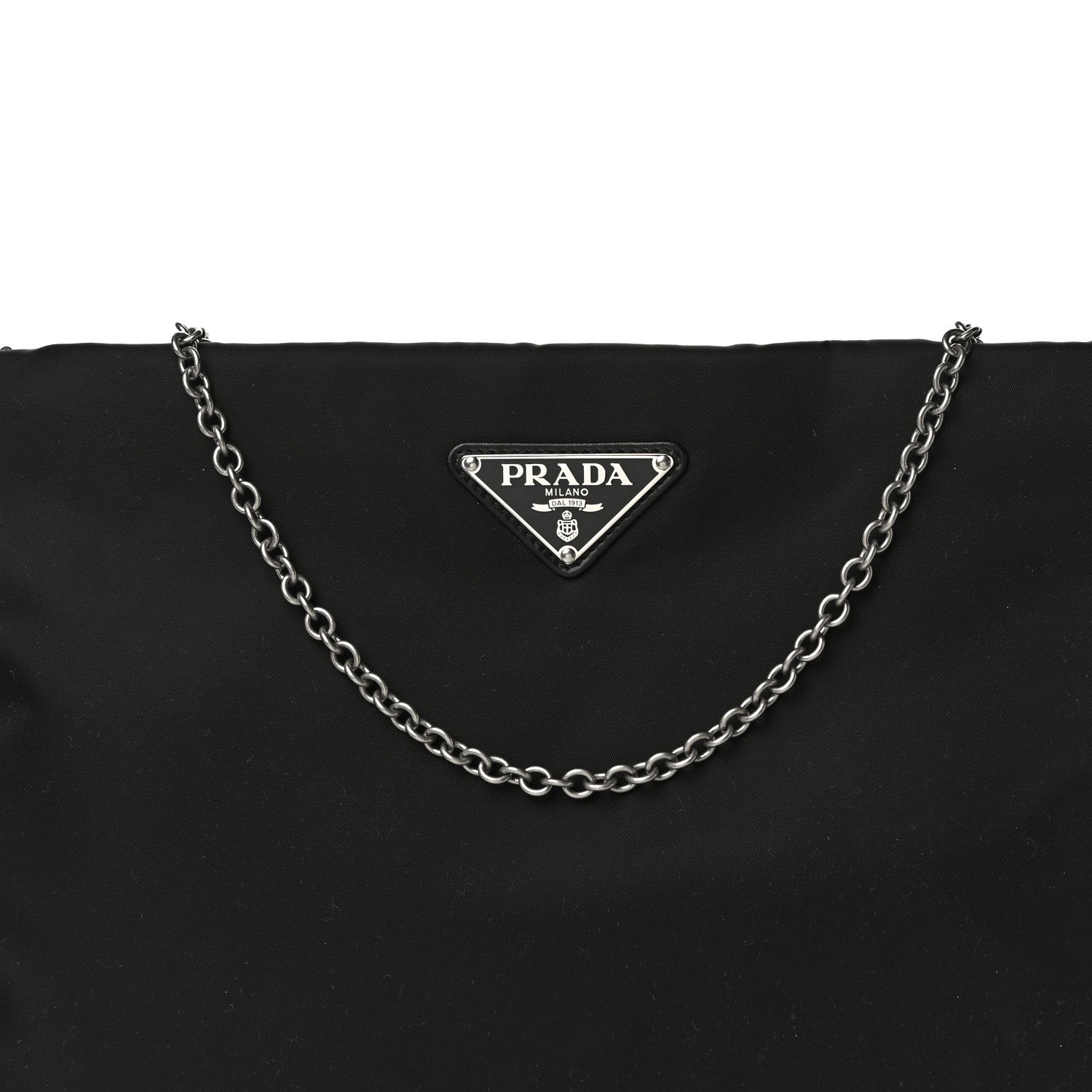 Prada Tessuto Nylon Soft Calf Chain Bag Black 7 of 9
