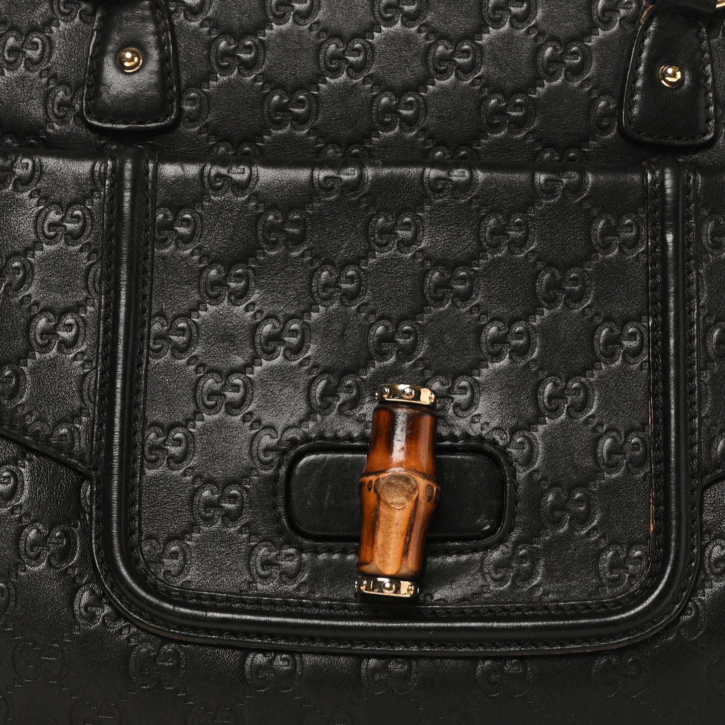Guccissima Bamboo Messenger Bag Black
