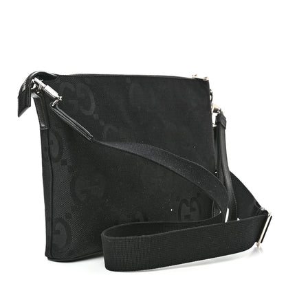 Gucci Monogram Jumbo GG Textured Dollar Calfskin Wristlet Messenger Bag Black 3 of 11