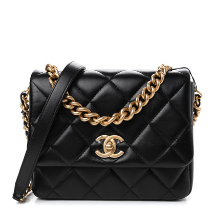 Chanel Lambskin Quilted Mini Side Note Flap Black 1 of 4