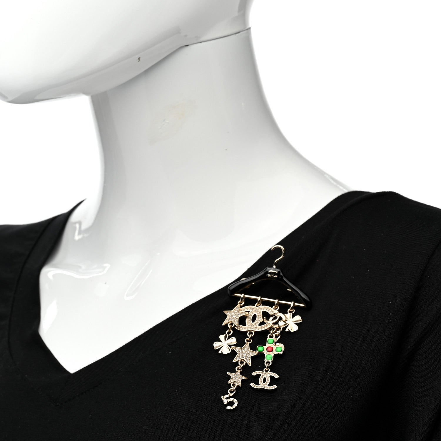Chanel Crystal Gripoix CC Charms Hanger Brooch Gold 2 of 5
