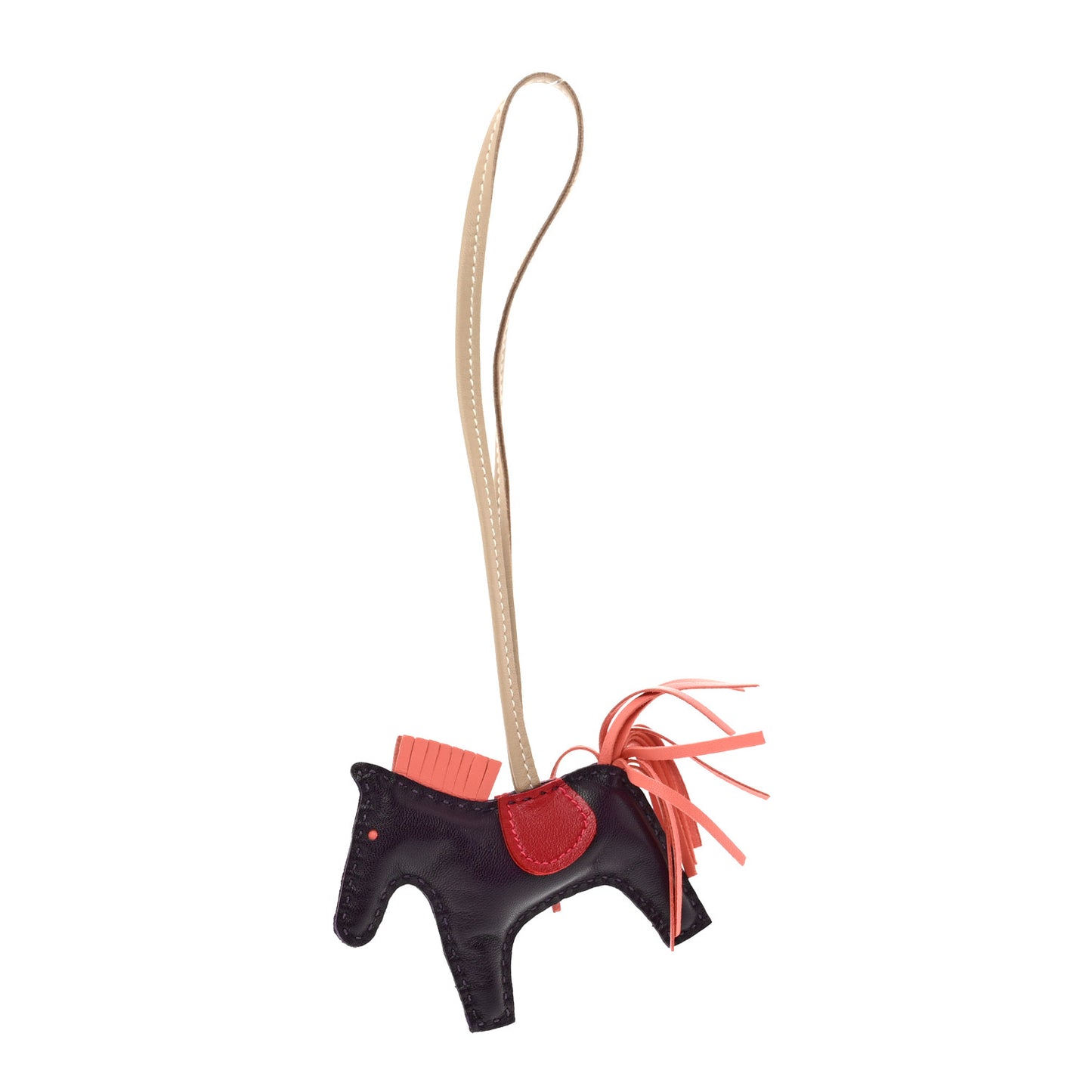 Milo Lambskin Grigri Rodeo Horse Bag Charm PM Raisin Flamingo