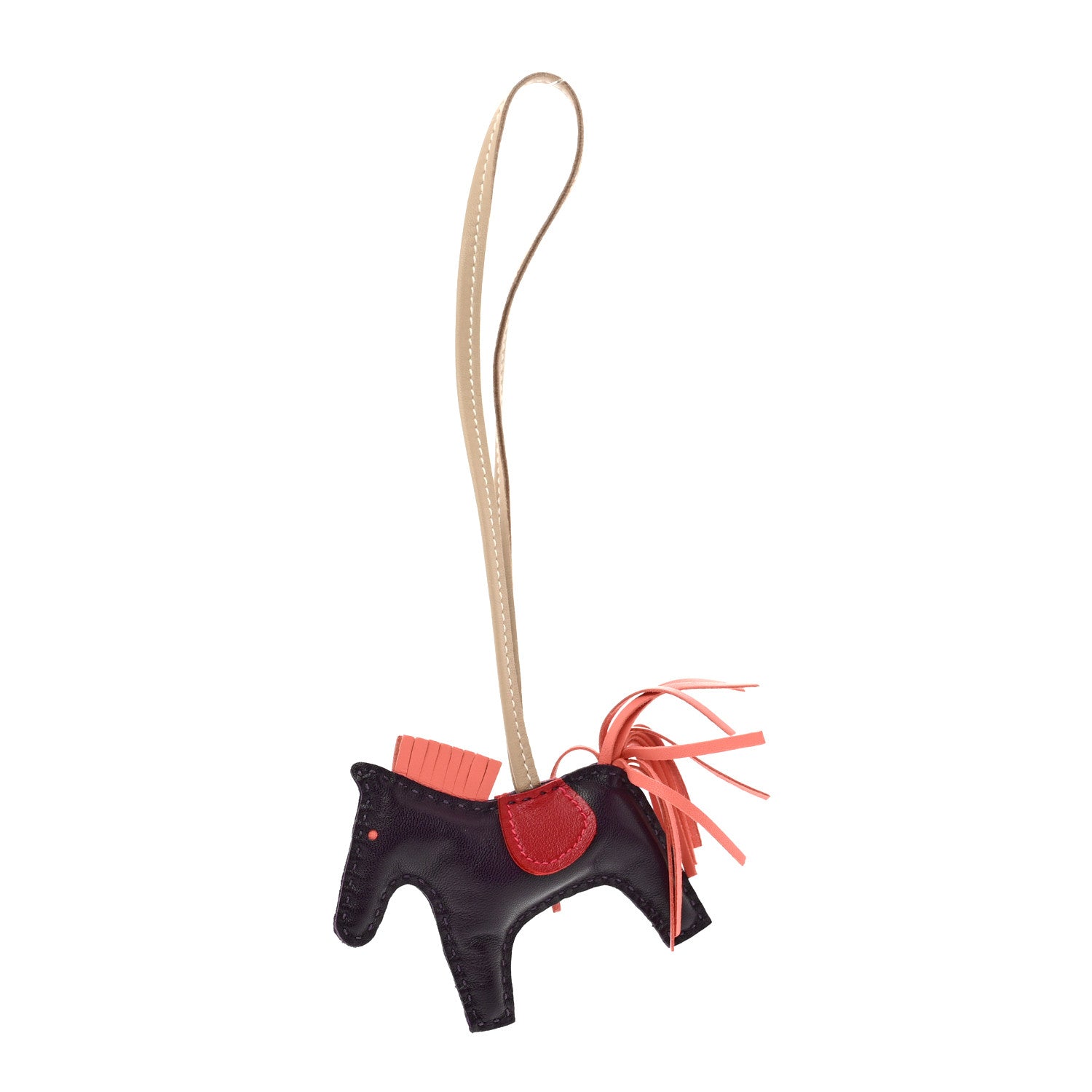 Hermes Milo Lambskin Grigri Rodeo Horse Bag Charm PM Raisin Flamingo 1 of 4