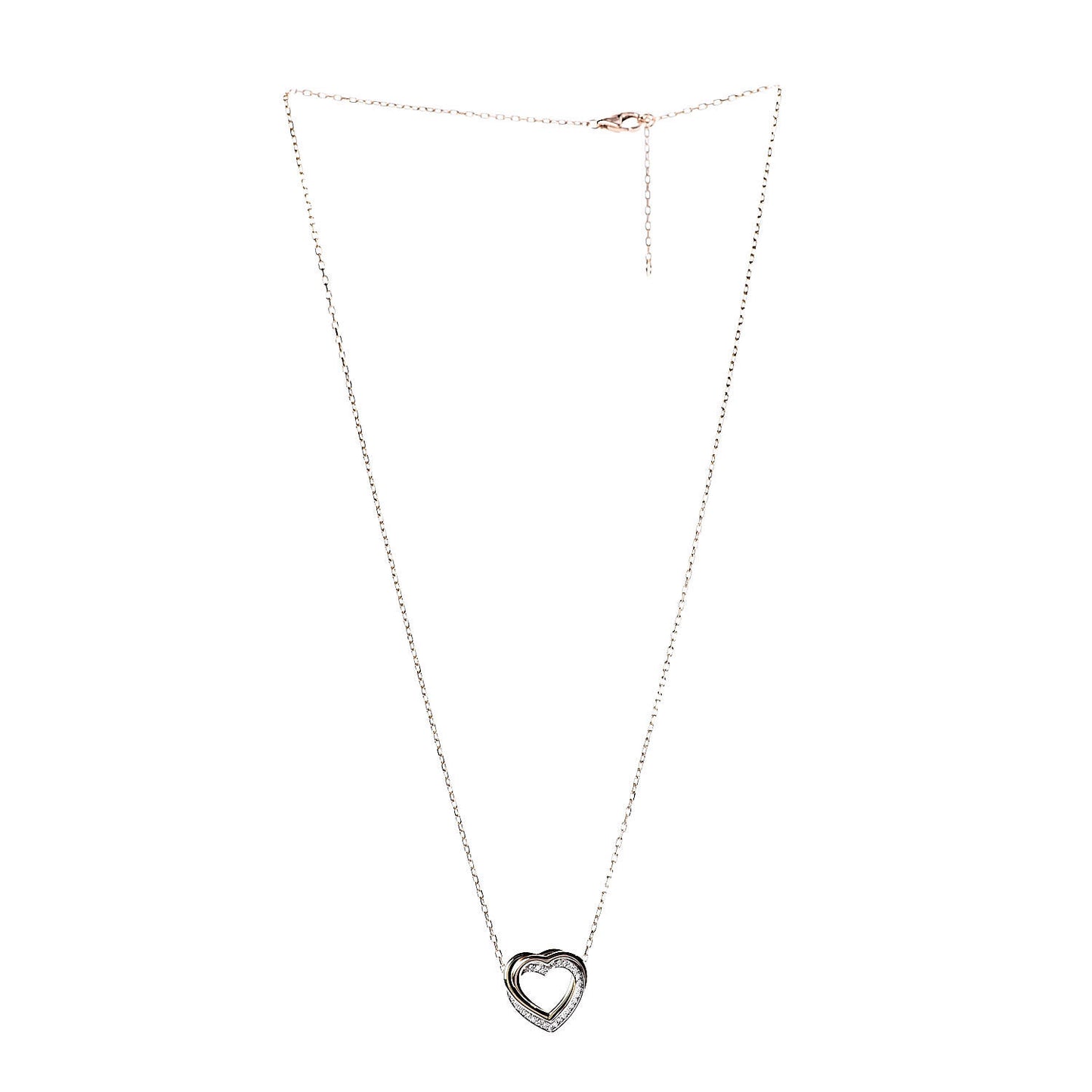 18K Pink Yellow White Gold Diamond Trinity Heart Pendant Necklace
