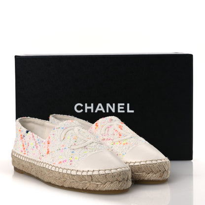 Chanel Glittered Tweed Lambskin CC Espadrilles 36  White Multicolor 11 of 11
