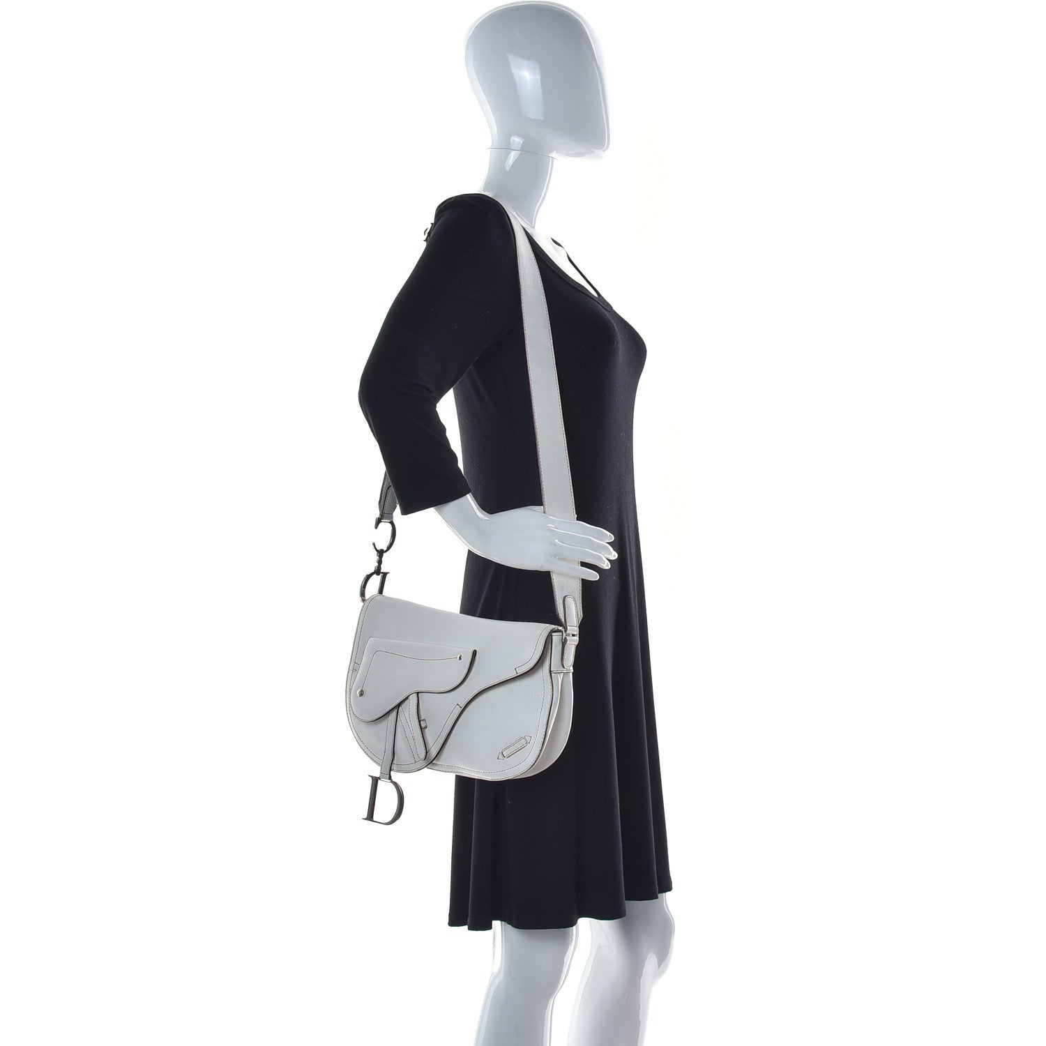 Christian Dior Grained Calfskin Saddle Pouch White 2 of 17