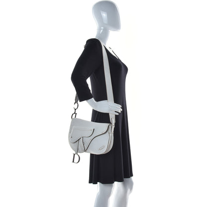 Christian Dior Grained Calfskin Saddle Pouch White 2 of 17