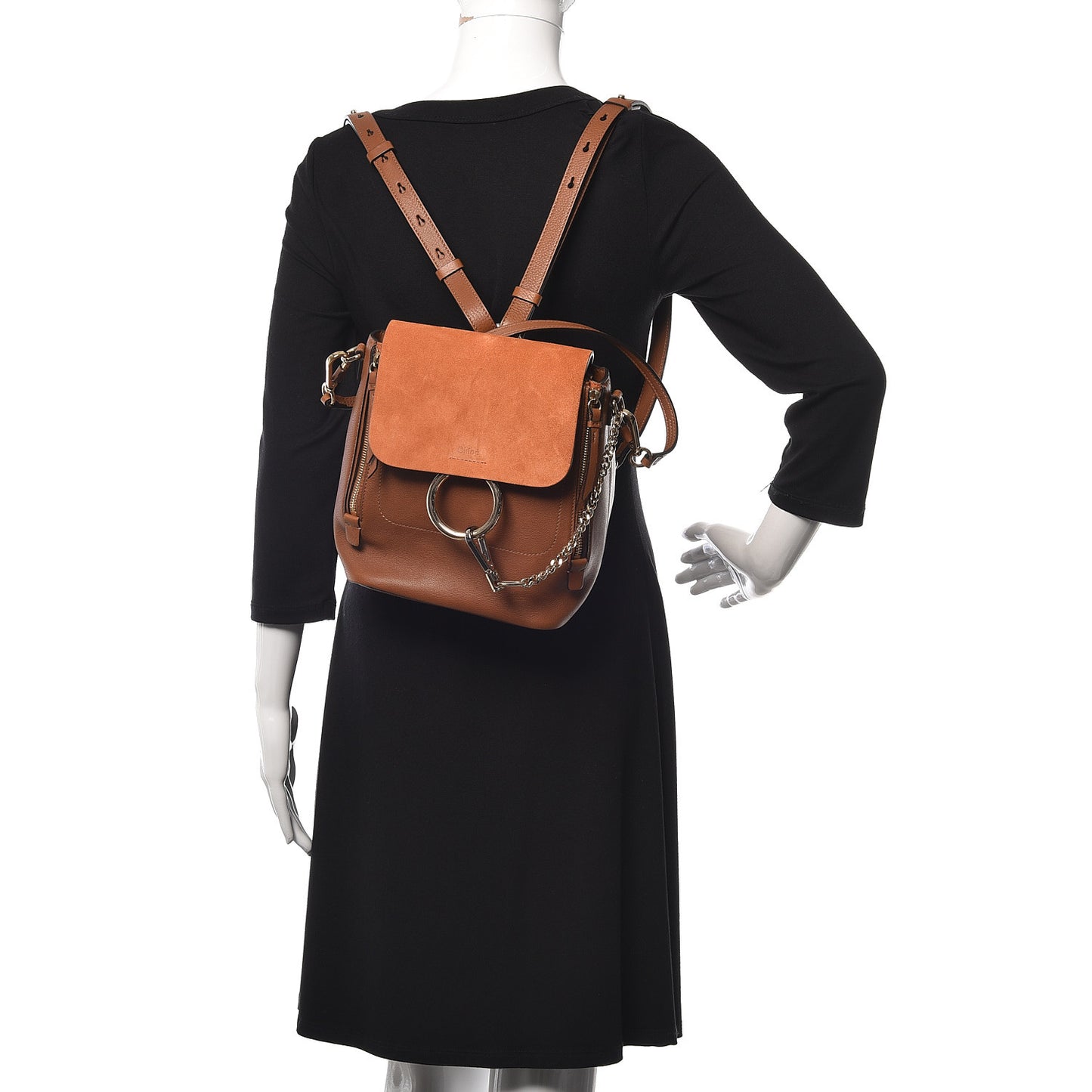 Suede Calfskin Small Faye Backpack Tan