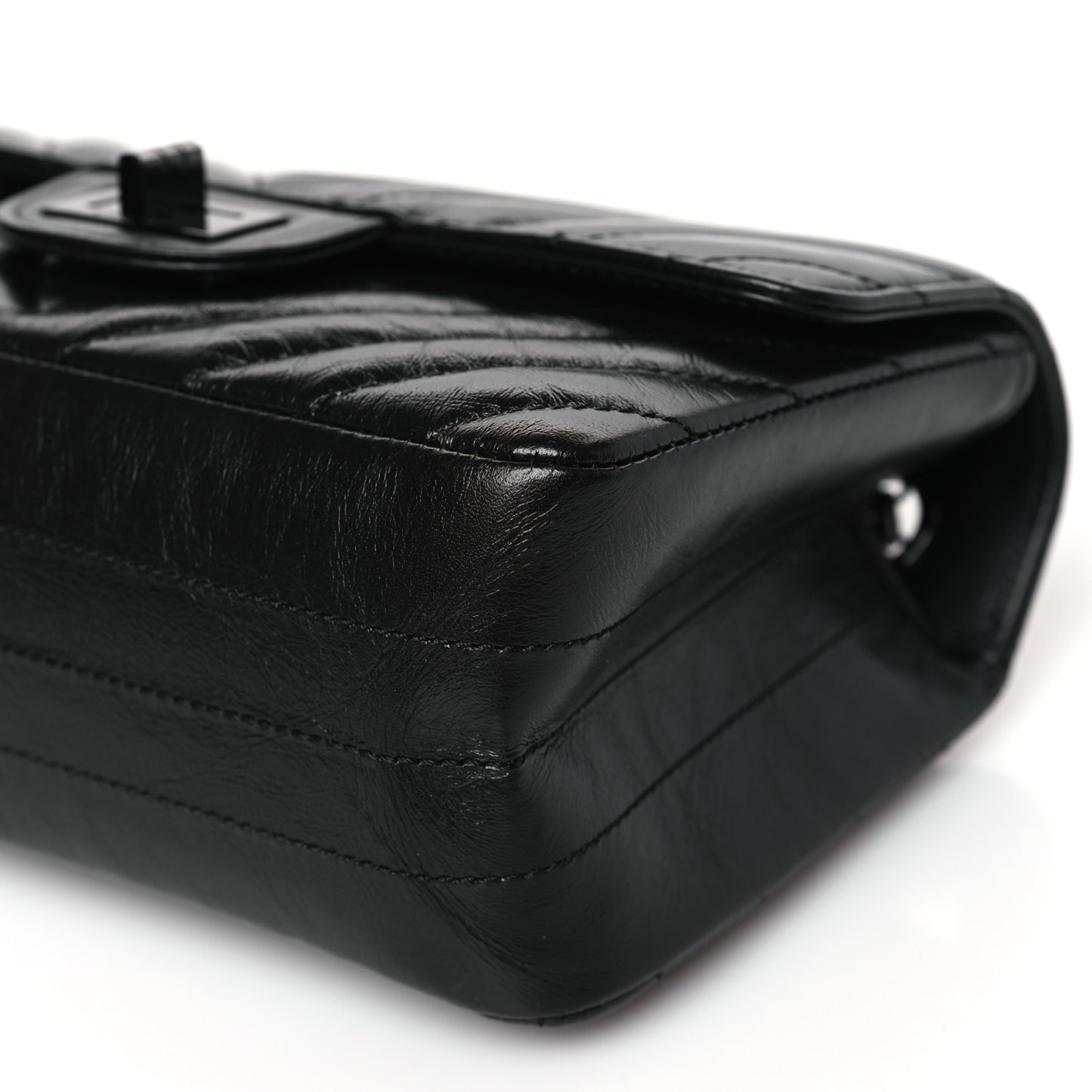 Aged Calfskin Chevron Quilted 2.55 Reissue Mini Flap So Black