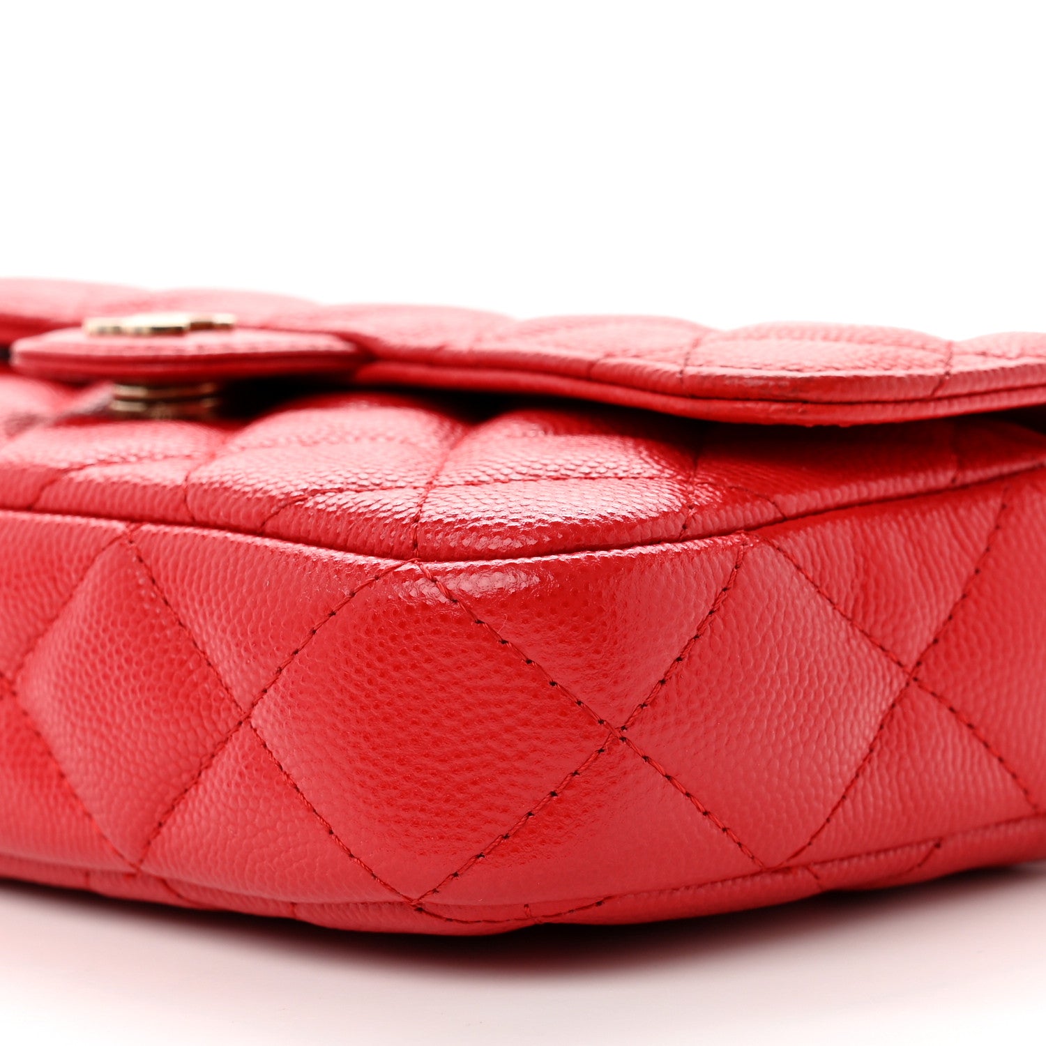 Chanel Caviar Quilted Flap Phone Holder With Chain Red 10 of 10