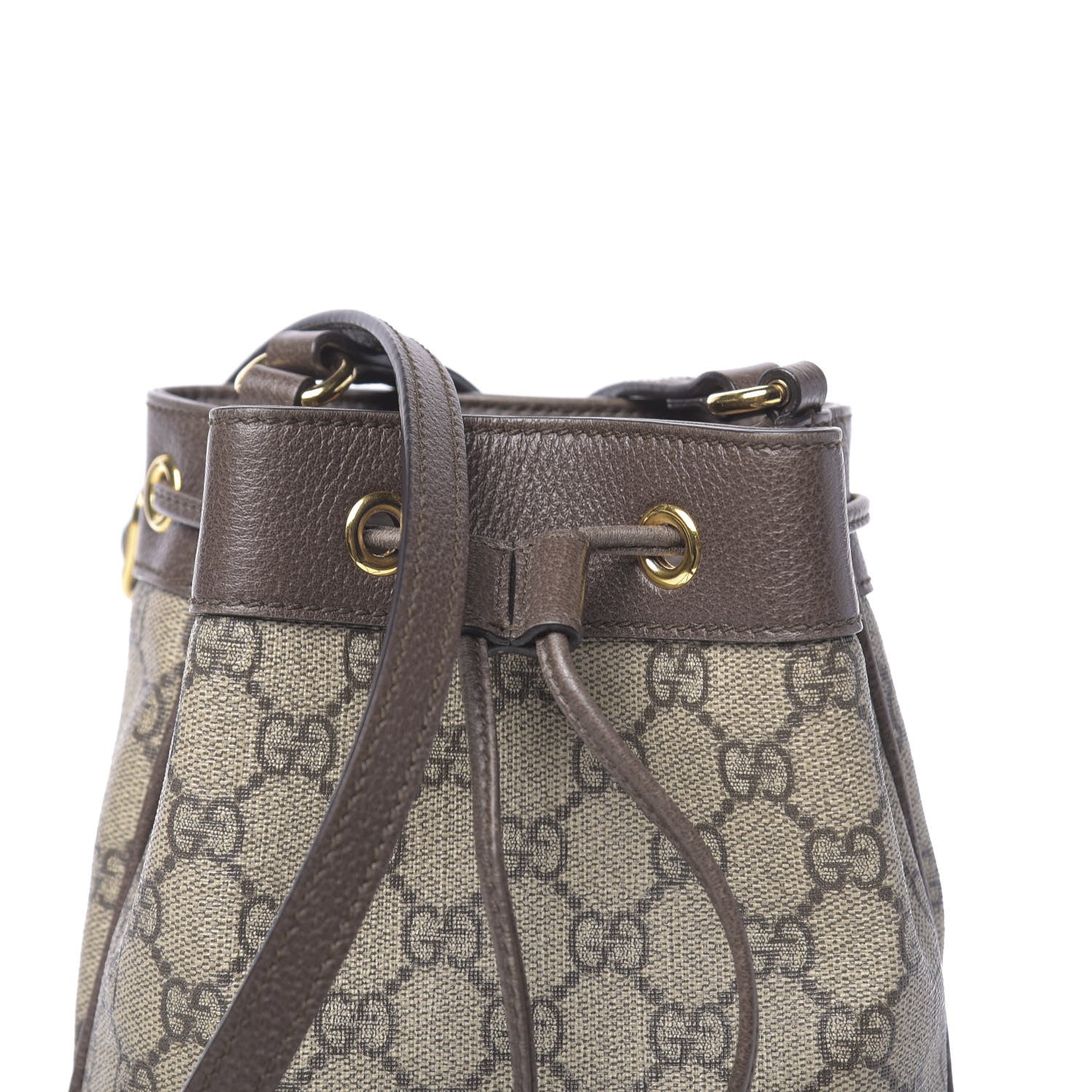 Gucci GG Supreme Monogram Web Mini Ophidia Bucket Bag Brown 12 of 14