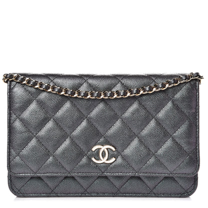 Chanel Iridescent Caviar Quilted Wallet On Chain WOC Black 1 of 12