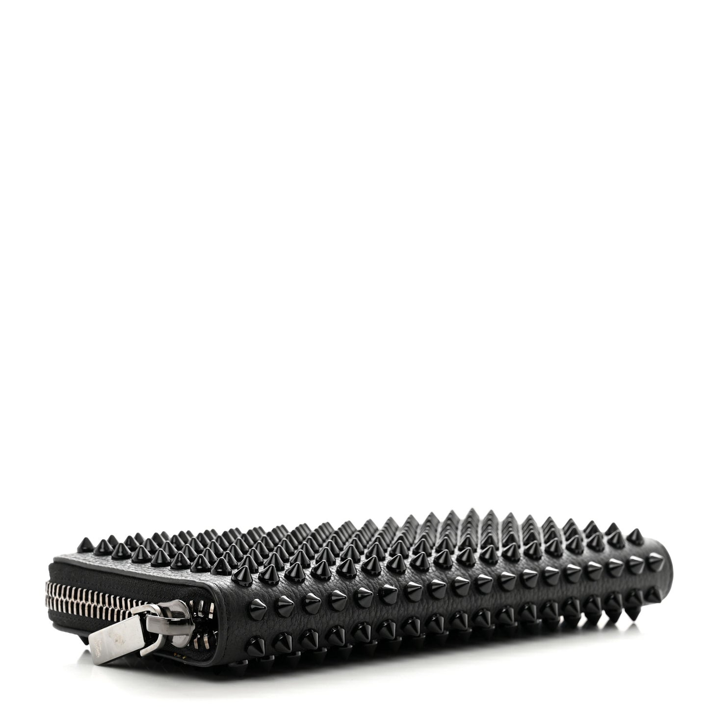 Calfskin Empire Panettone Spiked Zip Around Wallet Black