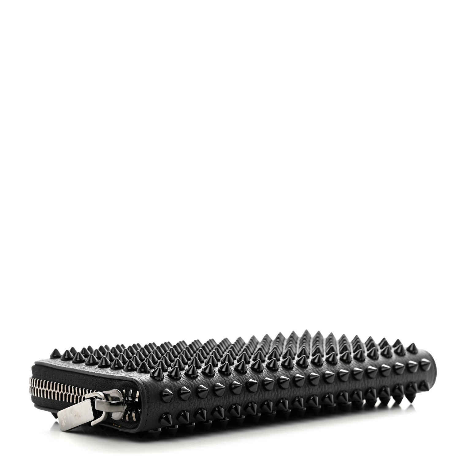 Christian Louboutin Calfskin Empire Panettone Spiked Zip Around Wallet Black 4 of 8