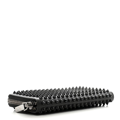 Christian Louboutin Calfskin Empire Panettone Spiked Zip Around Wallet Black 4 of 8