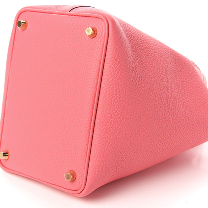 Hermes Taurillon Clemence Matte Alligator Picotin Lock Touch 18 PM Rose Azalee 7 of 11