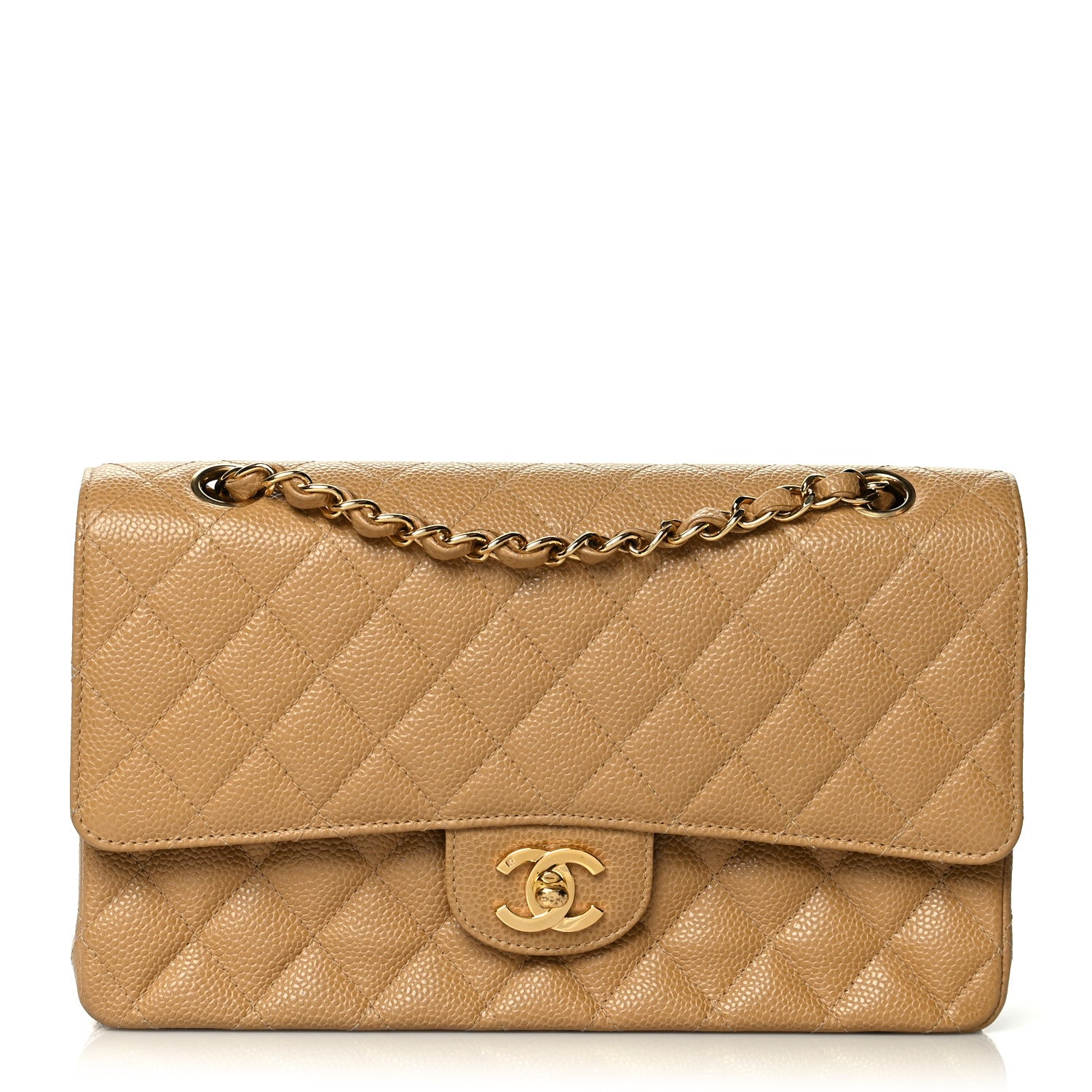 Chanel Caviar Quilted Medium Double Flap Dark Beige 1 of 11