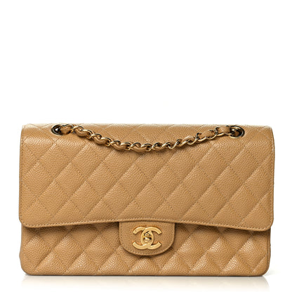 Chanel Caviar Quilted Medium Double Flap Dark Beige 1 of 11