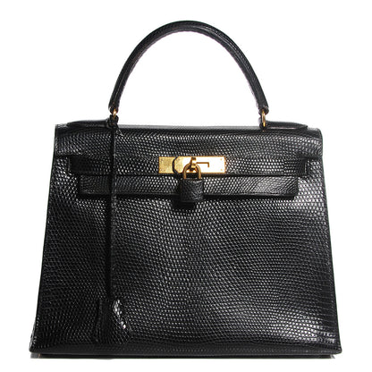 Hermes Lizard Kelly Sellier 28 Black 1 of 26