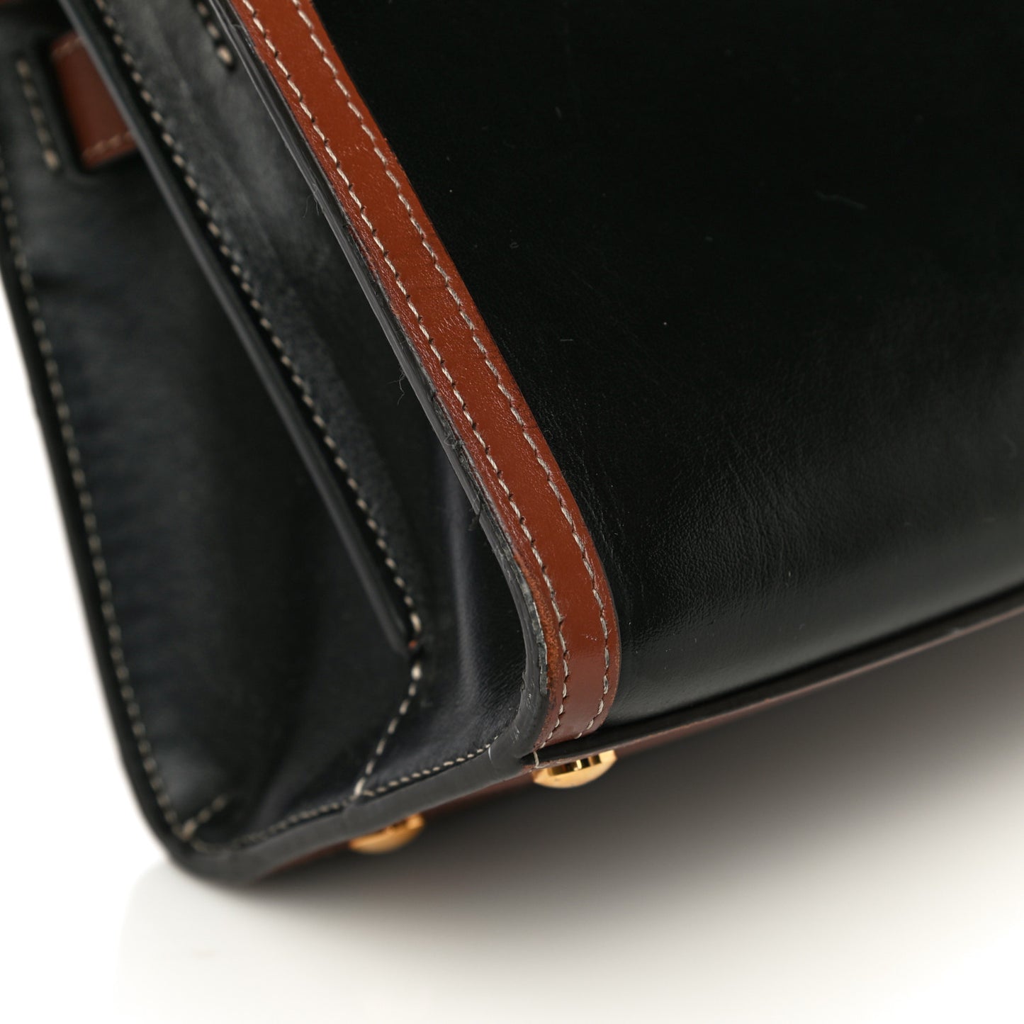 Calfskin Vintage Check Mini Two Handle Title Bag Black