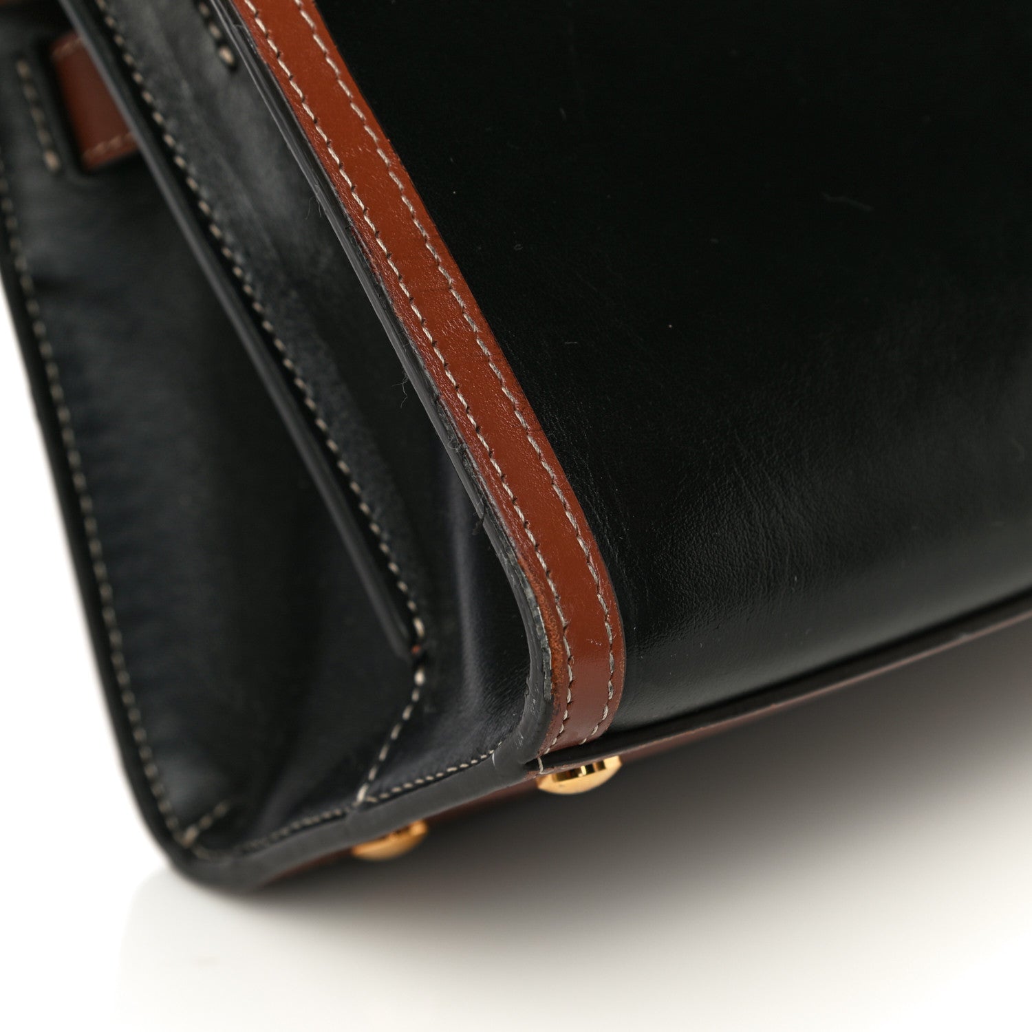 Burberry Calfskin Vintage Check Mini Two Handle Title Bag Black 9 of 24