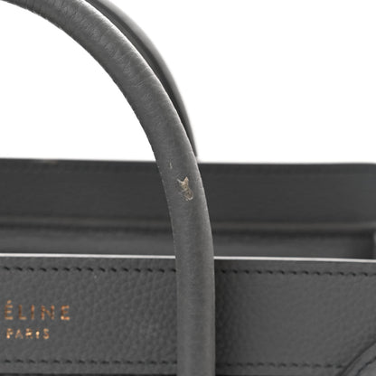 Celine Drummed Calfskin Nano Luggage Kohl 12 of 13