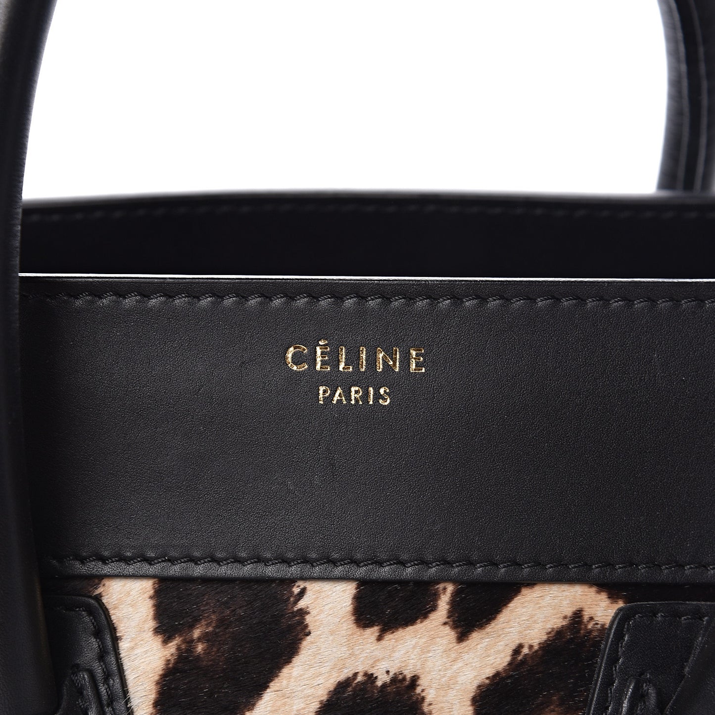 Leopard Pony Hair Mini Luggage Brown