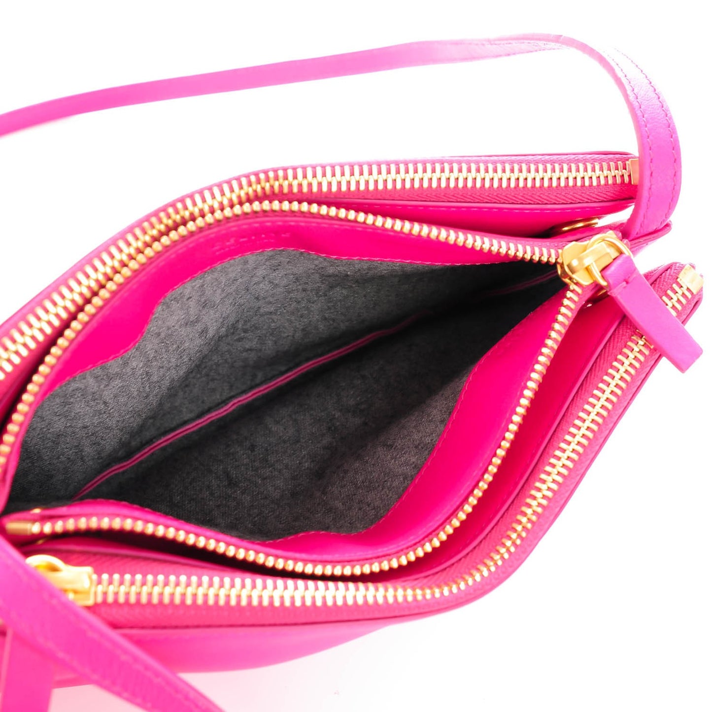Lambskin Small Trio Crossbody Bag Fuchsia