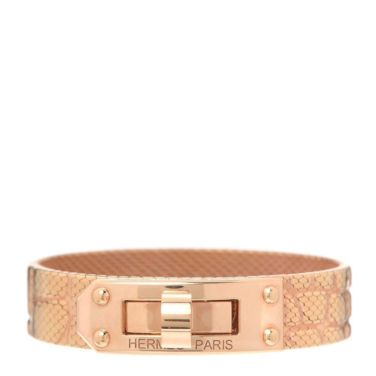 Hermes 18K Rose Gold MM Kelly Milanese Bracelet SH 1 of 6