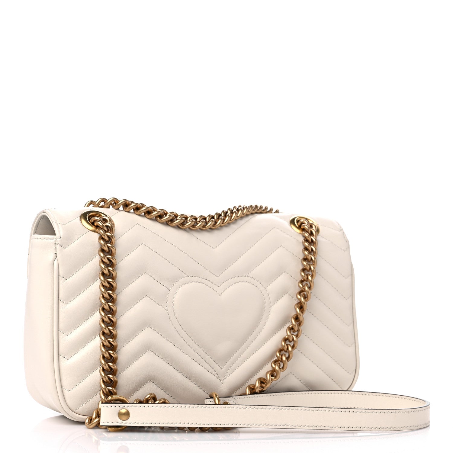 Gucci Calfskin Matelasse Small GG Marmont Shoulder Bag White 3 of 9
