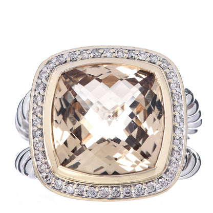 David Yurman Sterling Silver 18K Yellow Gold Diamond Champagne Citrine 14mm Albion Ring 55 7.25 1 of 7