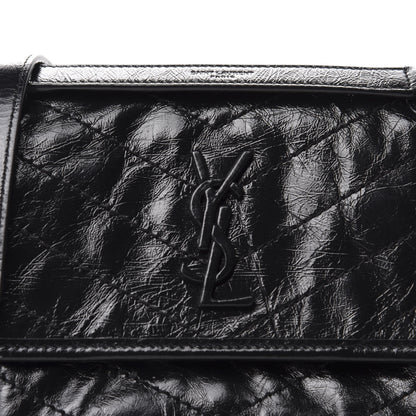 Saint Laurent Crinkled Calfskin Matelasse Monogram Baby Niki Chain Satchel Black 15 of 15