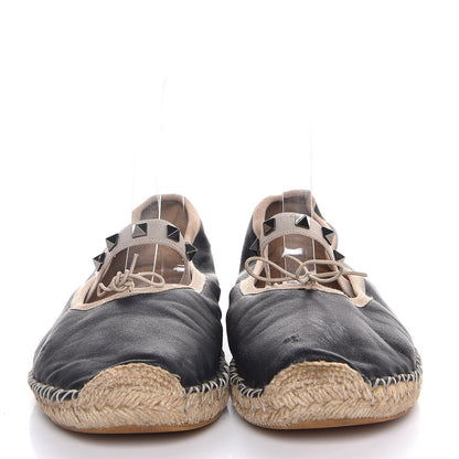 Valentino Garavani Nappa Rockstud Ballerina Espadrille Flats 39 Black 2 of 10