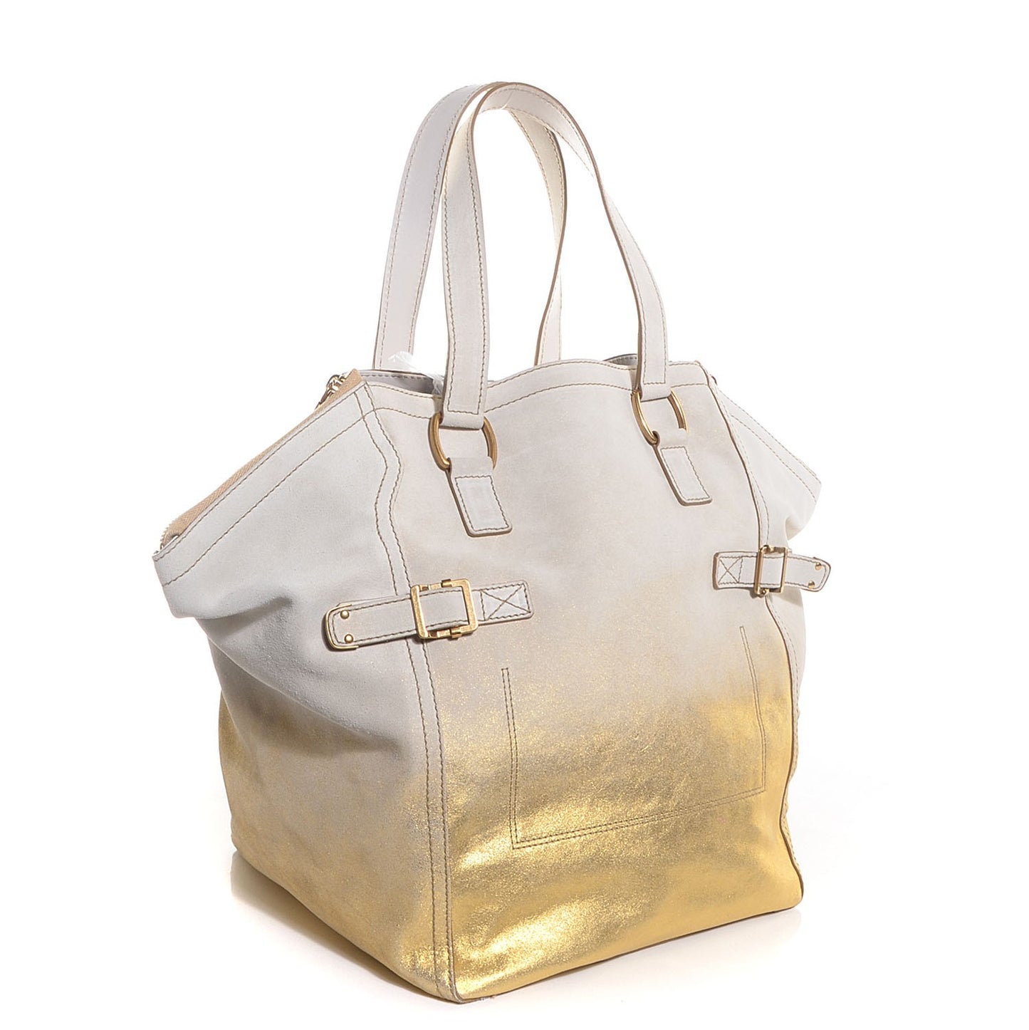 Suede Medium Degrade Downtown Bag White Gold