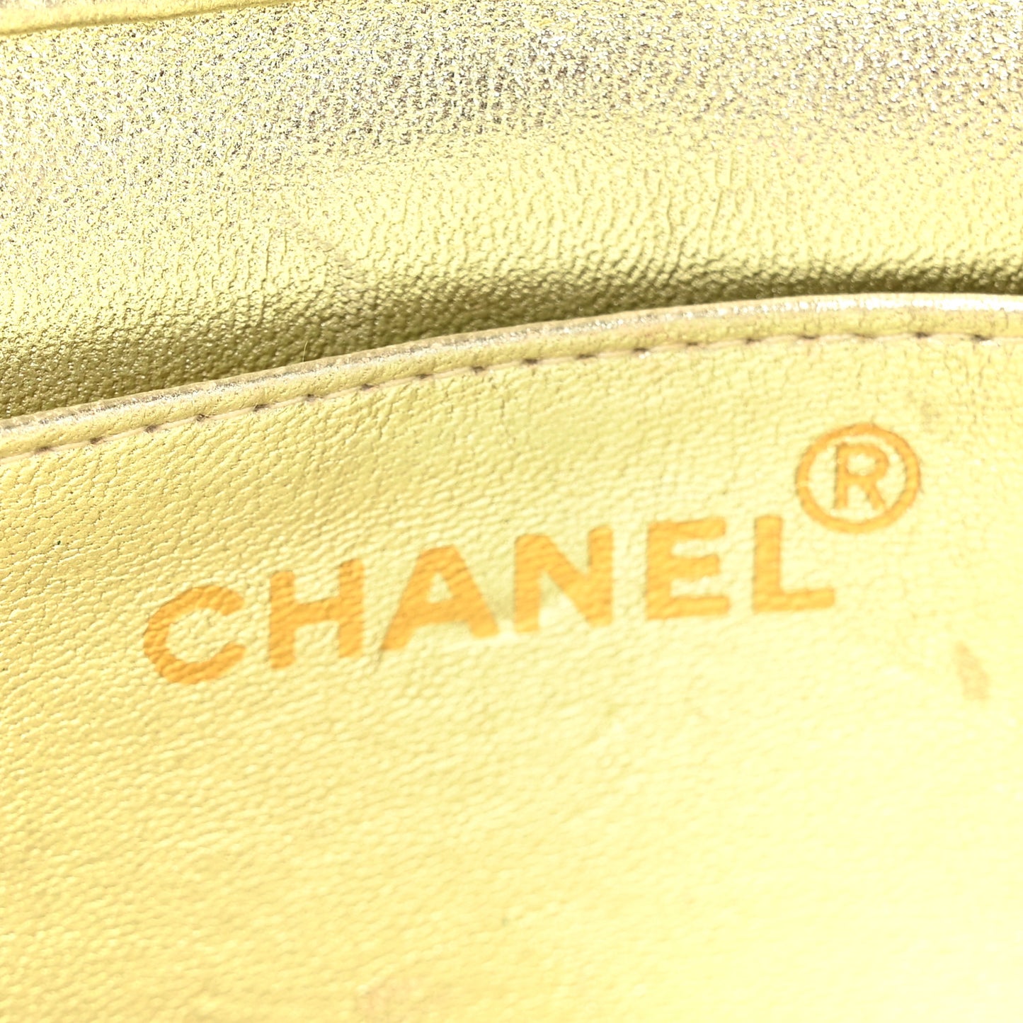Metallic Lambskin Quilted Mini Flap Gold