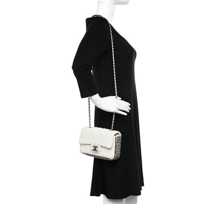 Chanel Tweed Quilted Mini Side Pearl Flap Bag Ecru White 2 of 12