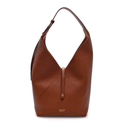 Salvatore Ferragamo Grained Calfskin V Hobo Cognac 1 of 10