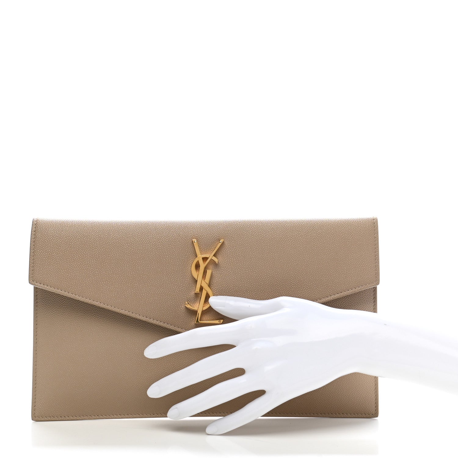 Saint Laurent Grain De Poudre Uptown Pouch Dark Beige 2 of 6