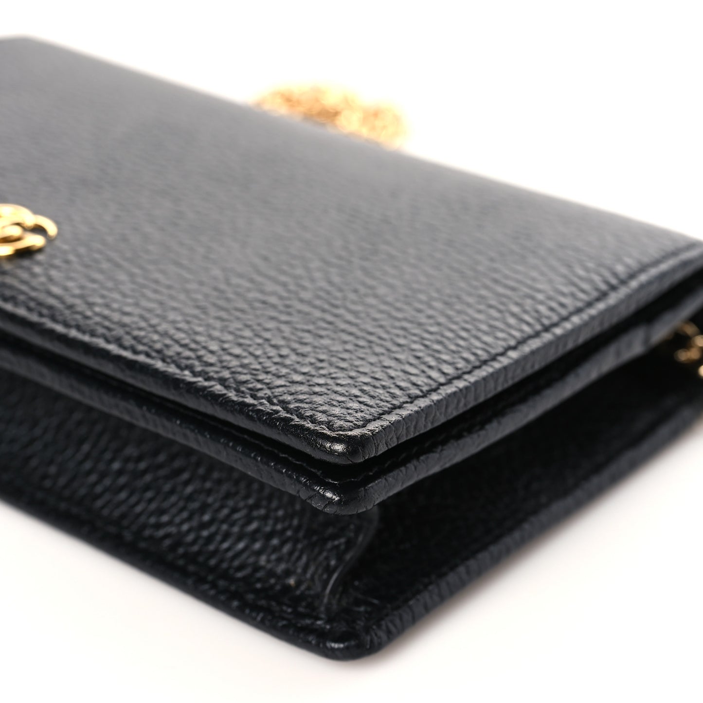 Calfskin Mini GG Marmont Chain Wallet Black