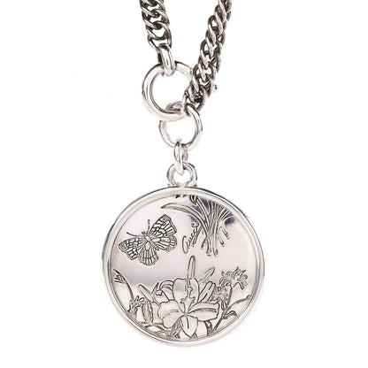 Gucci Sterling Silver Flora Round Pendant Necklace 4 of 5